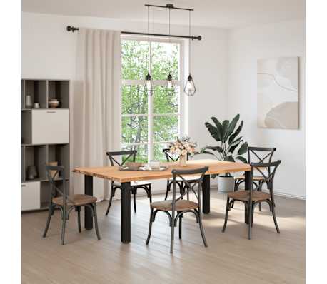 vidaXL Eettafel met natuurlijke rand 220x120x74 cm massief eikenhout