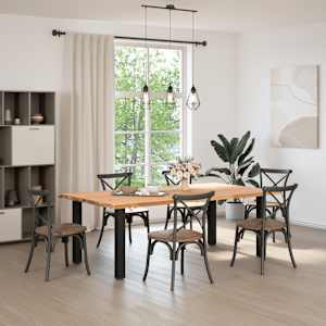 vidaXL Eettafel met natuurlijke rand 220x120x74 cm massief eikenhout