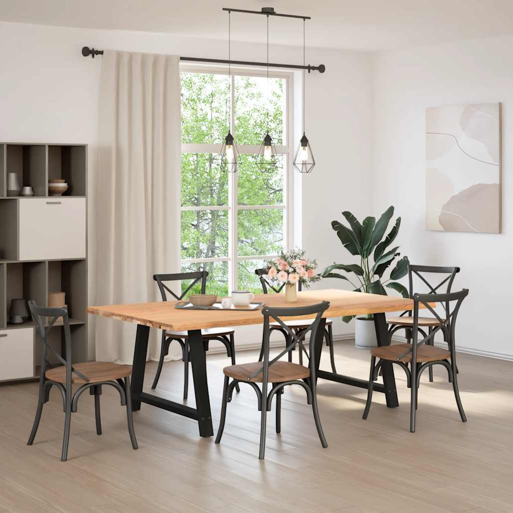 vidaXL Eettafel met natuurlijke rand 220x120x74 cm massief eikenhout afbeelding