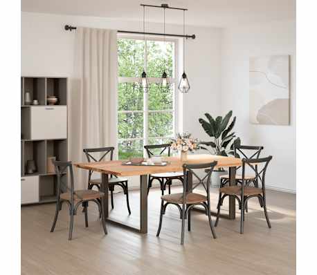 vidaXL Esstisch mit Baumkanten 220x120x74 cm Massivholz Eiche Rechteck