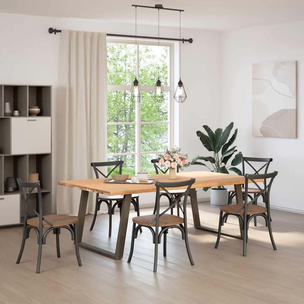 vidaXL Eettafel met natuurlijke rand 220x120x74 cm massief eikenhout afbeelding