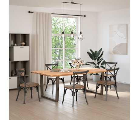 vidaXL Eettafel met boomrand 220x120x74 cm massief hout eiken