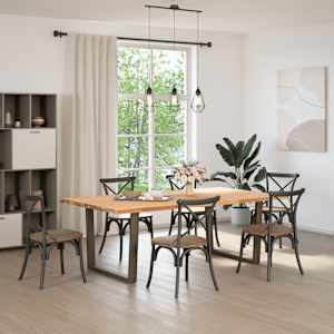 vidaXL Eettafel met boomrand 220x120x74 cm massief hout eiken