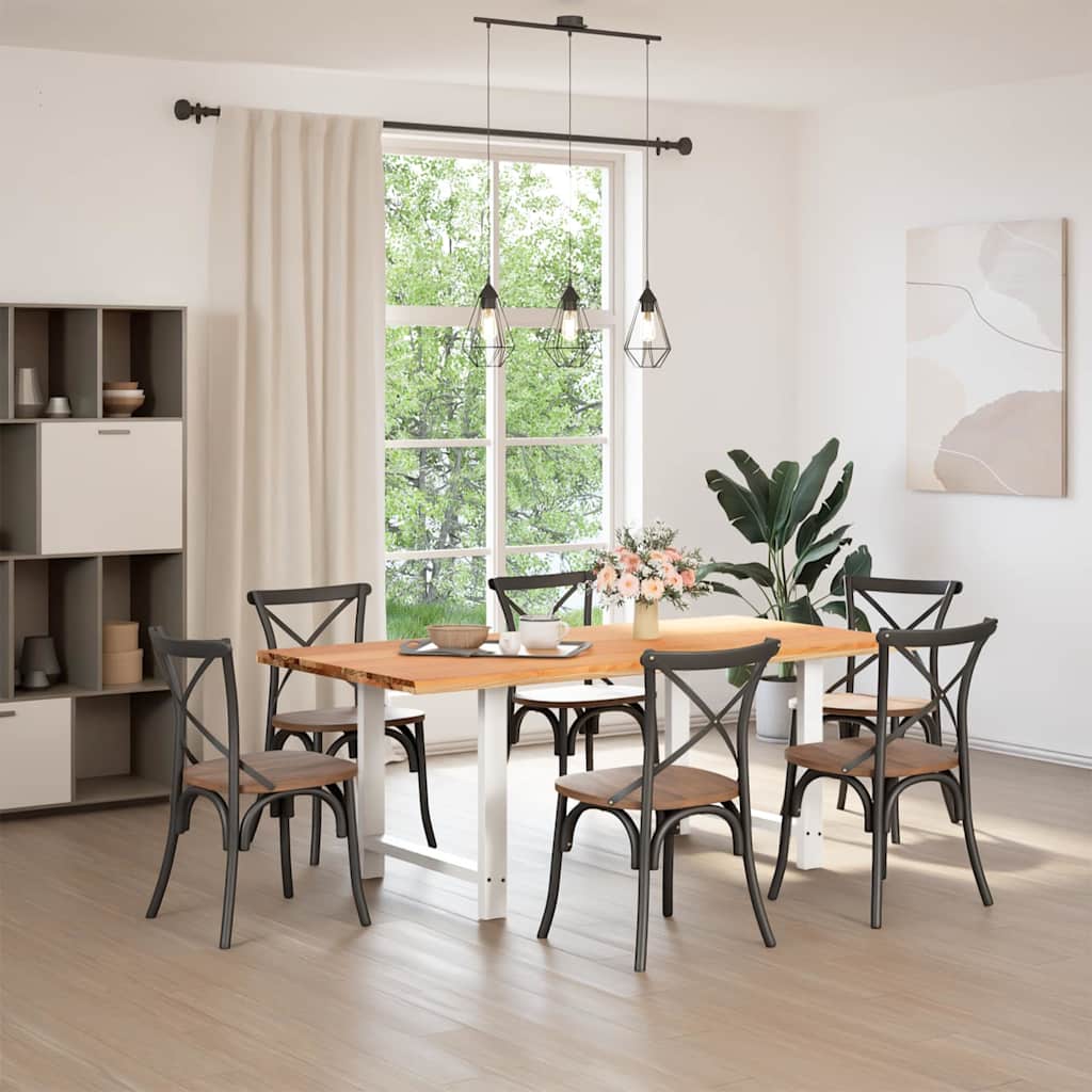 vidaXL Eettafel rechthoekig 180x100x74 cm massief eikenhout lichtbruin afbeelding