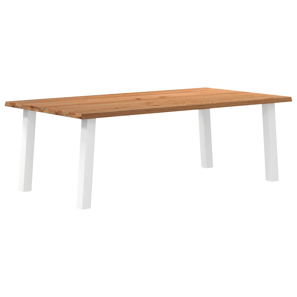 Eettafel met natuurlijke rand 220x120x74 cm massief eikenhout