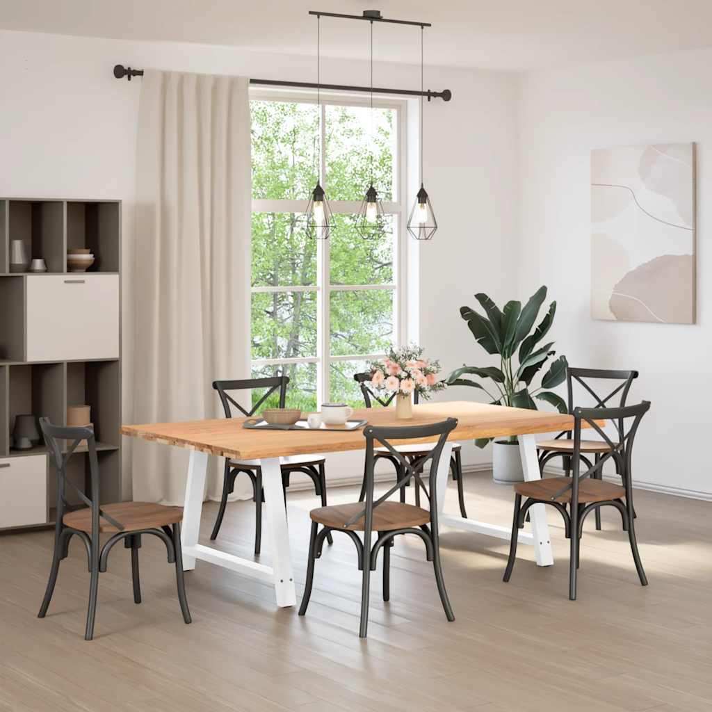 vidaXL Eettafel met natuurlijke rand 220x120x74 cm massief eikenhout afbeelding