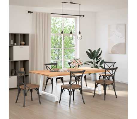 vidaXL Eettafel met levende rand 220x120x74 cm massief eikenhout rechthoekig