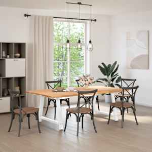 vidaXL Eettafel met levende rand 220x120x74 cm massief eikenhout rechthoekig