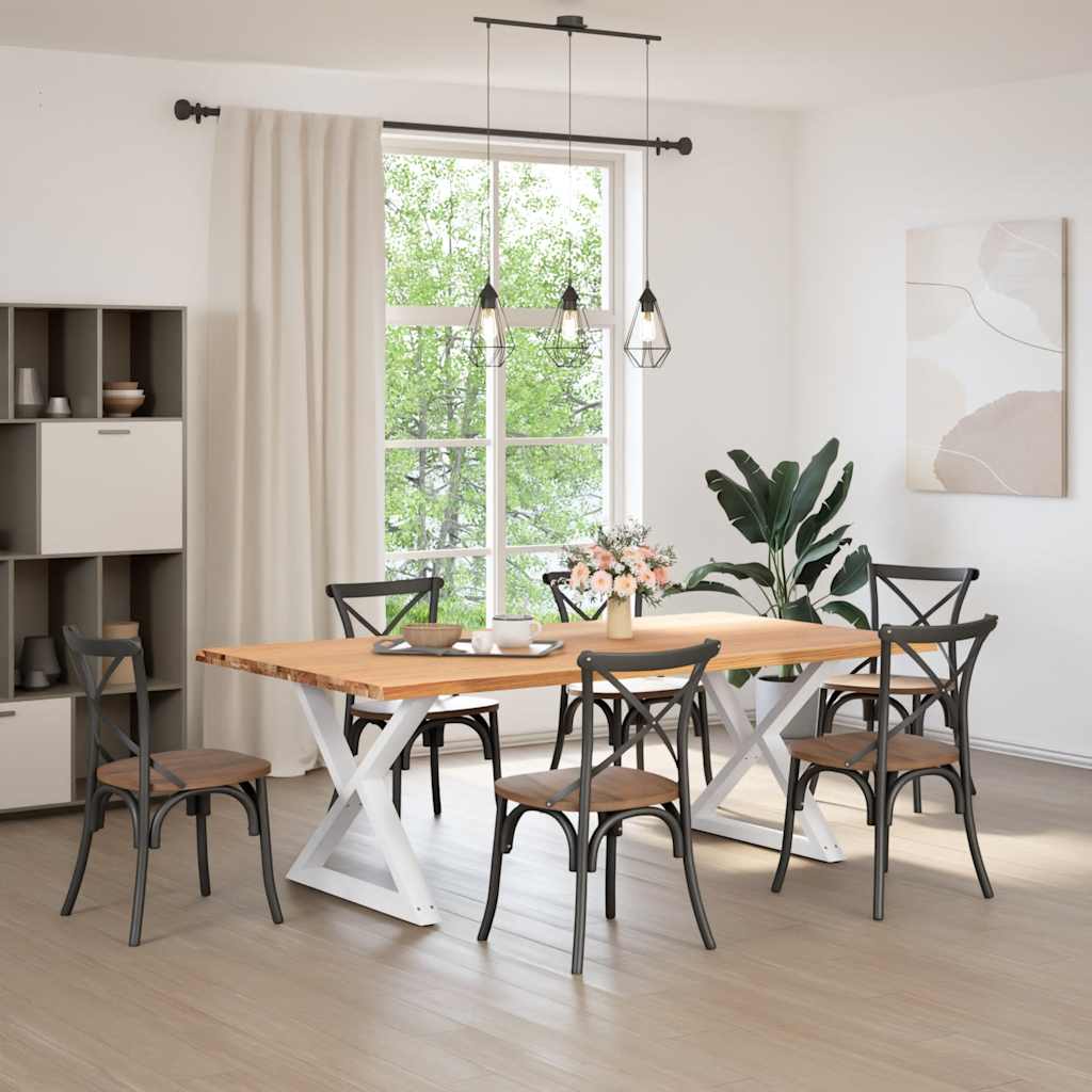 vidaXL Eettafel met boomrand 220x120x74 cm massief hout eiken afbeelding