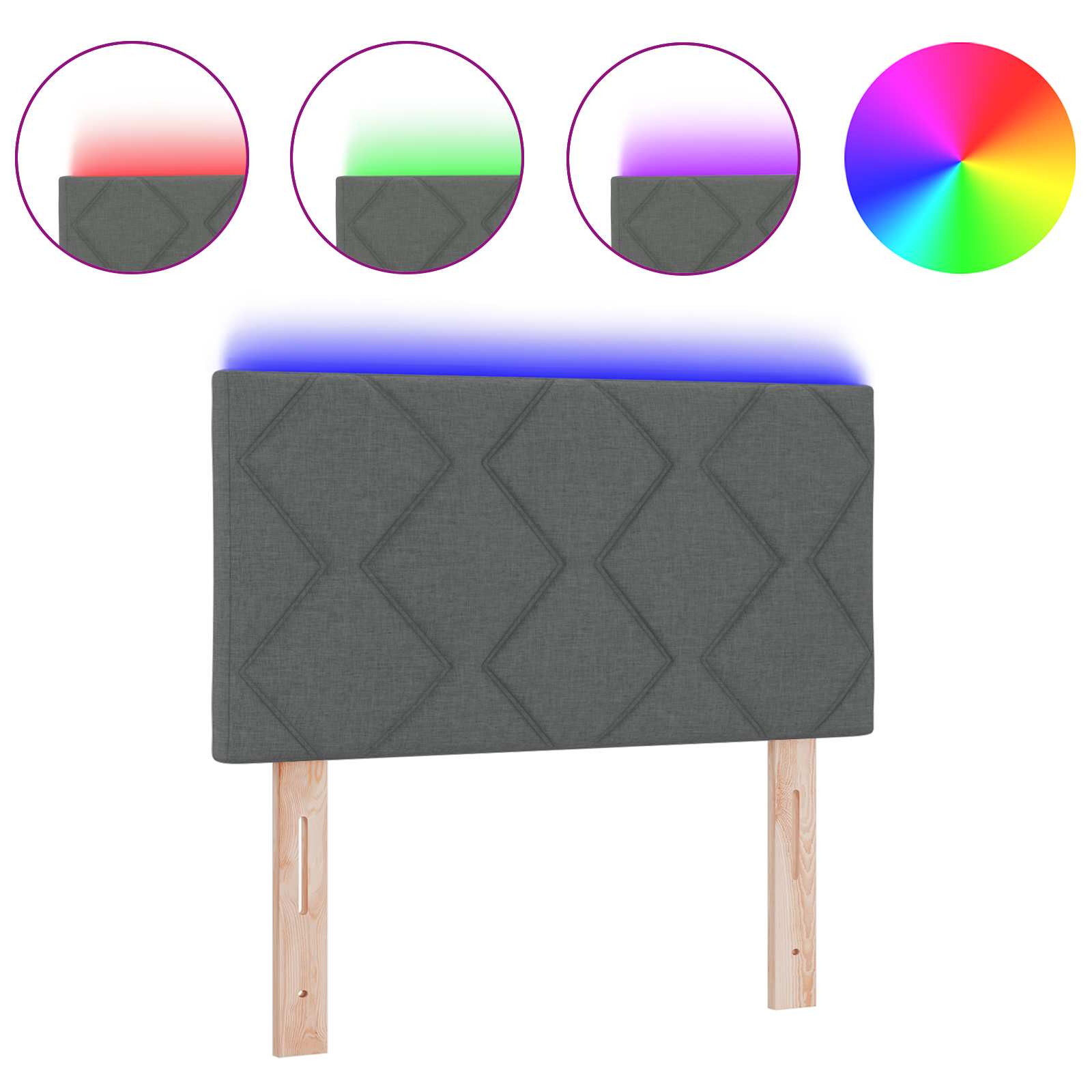 LED Pääty Timanttilohko Muotoilu Tummanharmaa 80 cm Kangas