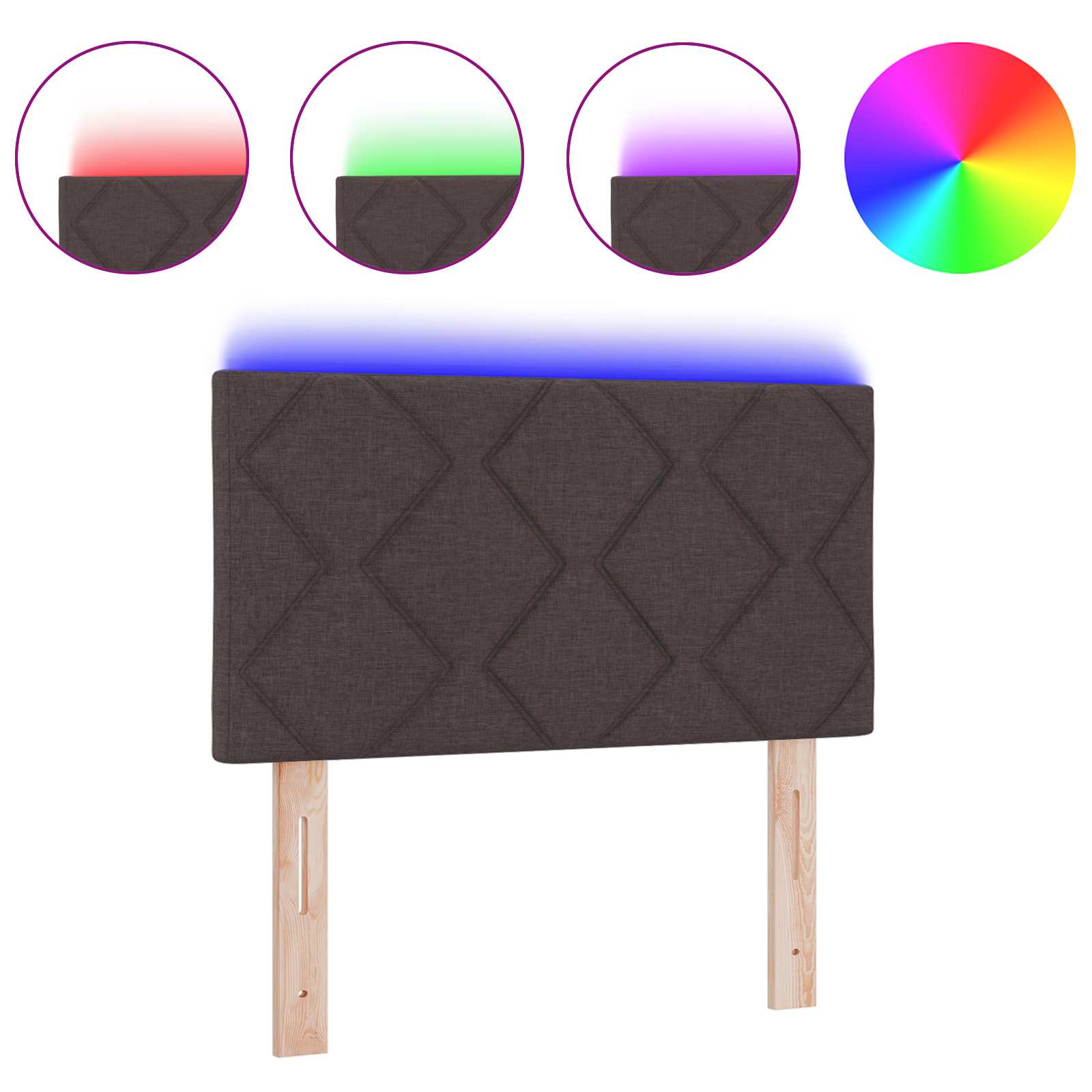 Thumbnail - vidaXL Kopfteil mit LED-Lichtleisten mit Kopfteil Braun 80 cm Stoff