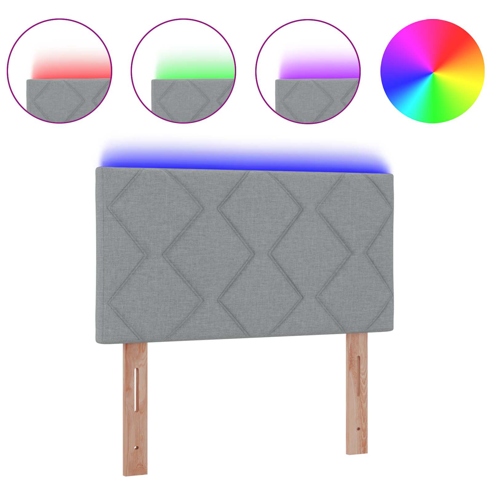 Thumbnail - vidaXL Kopfteil mit LED-Lichtleisten mit Kopfteil Hellgrau 90 cm Stoff