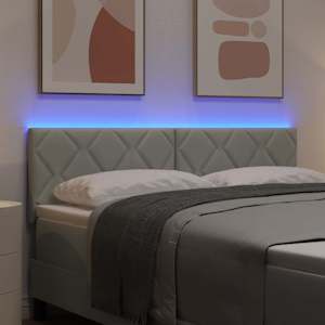 LED hlavová deska Světle šedá 144 cm samet - obrázek 4