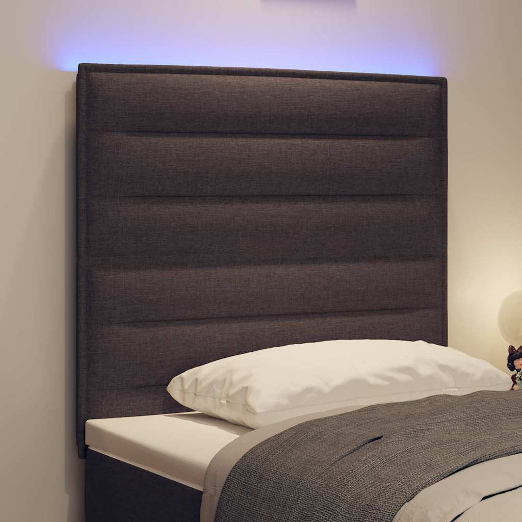 LED Headboard with LED Strip Lights Dark brown 80 cm Fabric - Image 5
