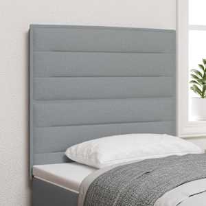 LED glava postelje z LED trakami Svetlo siva 90 cm blago