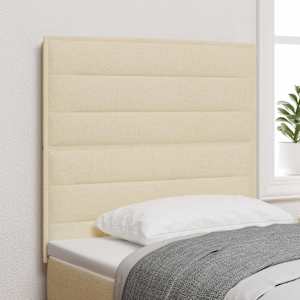 LED glava postelje z LED trakami z vzglavjem krema 90 cm blago