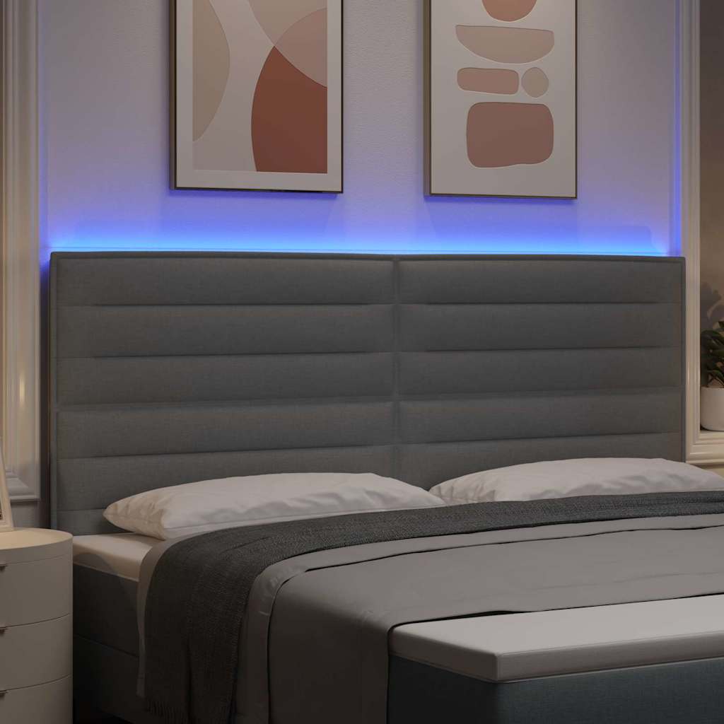 LED hlavová deska s LED pásky s čelo Světle šedá 200 cm textil - obrázek 4