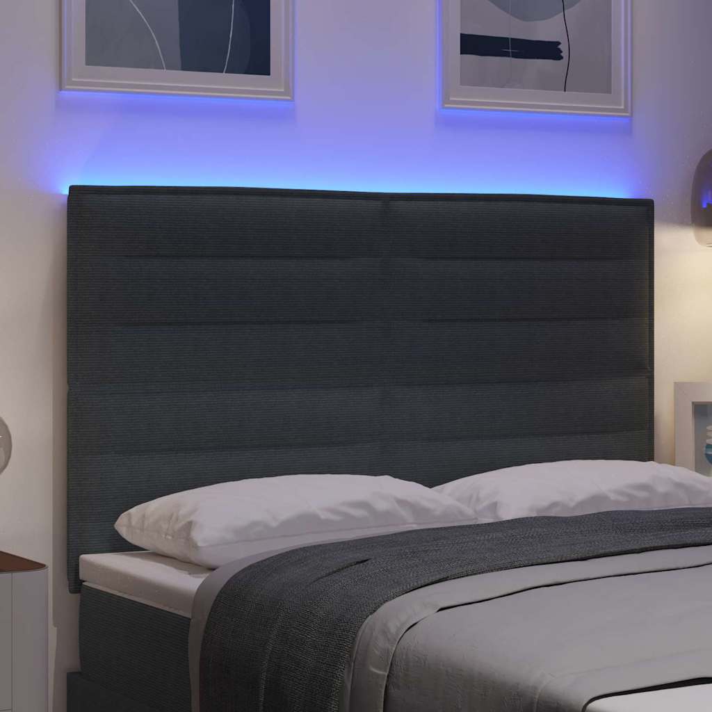 LED hlavová deska s LED pásky Tmavě šedá 160 cm Žebrovaná látka - obrázek 4