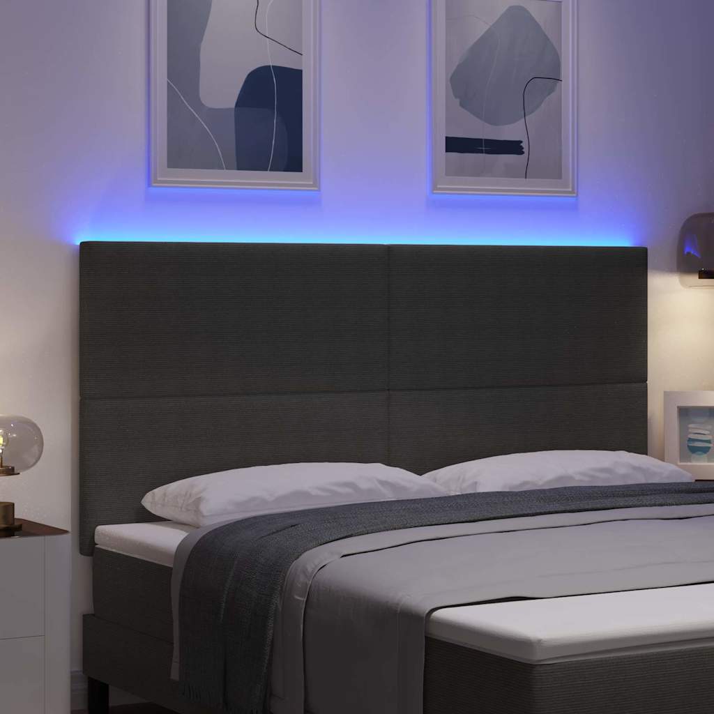 LED hlavová deska s čelo Světle šedá 180 cm Žebrovaná látka - obrázek 4