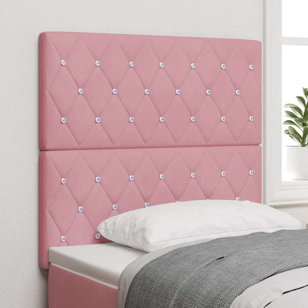 LED Hovedgærde Pink 90 cm Fløjl&&vidaXL Hovedgærde med Krystal Knap Tufting Pink 180 cm Fløjl
