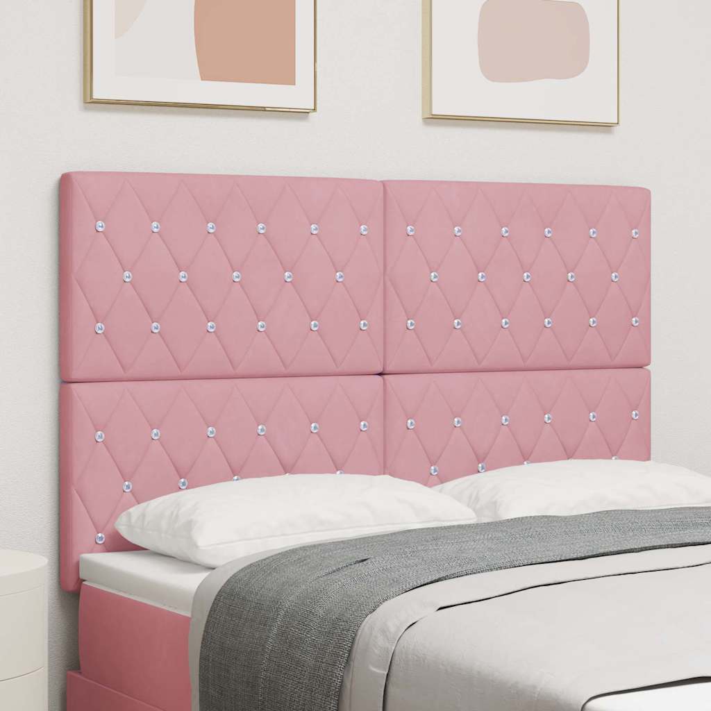 vidaXL LED Kopfteil mit LED-Lichtleisten Rosa 144 cm Polyester