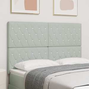 LED glava postelje z LED lučmi Svetlo siva 160 cm Poliester