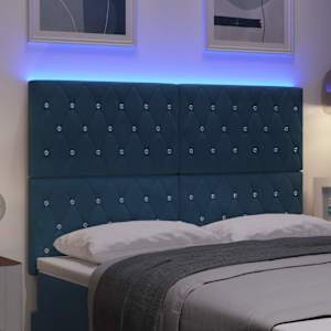 LED hlavová deska s čelo Tmavě modrá 160 cm Polyester - obrázek 4