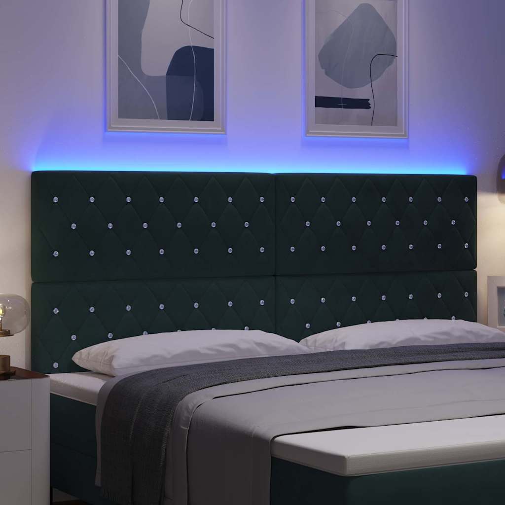 LED hlavová deska s LED pásky s čelo Tmavě zelená 200 cm samet - obrázek 4