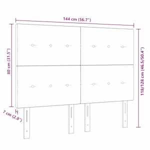 LED hlavová deska s LED pásky Šedý 144 cm samet - obrázek 10