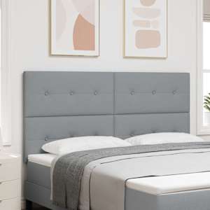 LED glava postelje z LED trakami Svetlo siva 180 cm blago