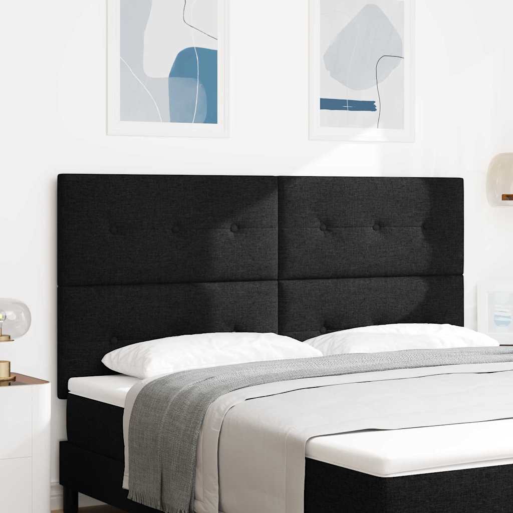 vidaXL Tăblie LED cu benzi LED cu headboard Negru 180 cm țesătură