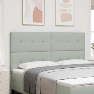 LED glava postelje z LED trakami Svetlo siva 180 cm Žamet