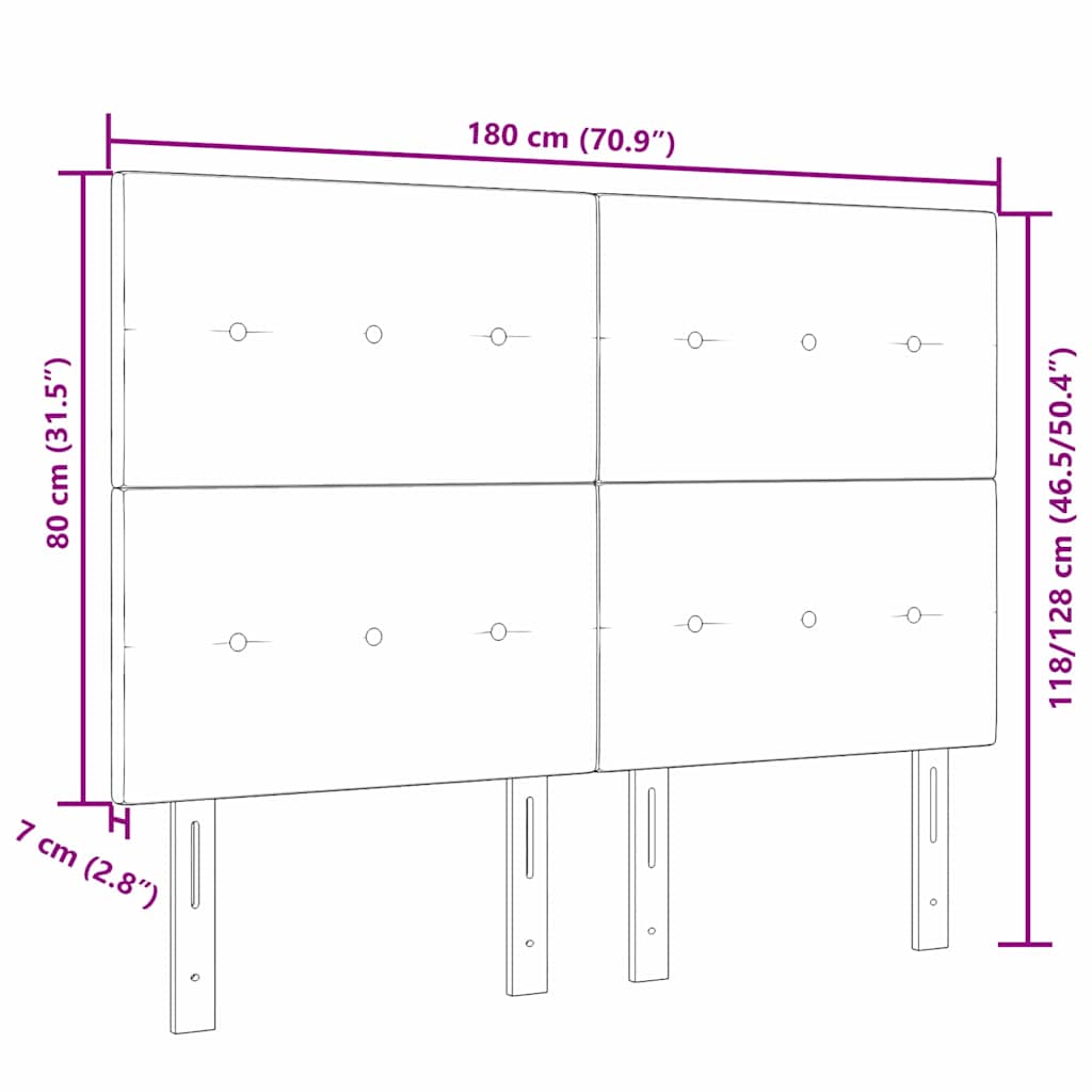 LED glava postelje z LED trakami Črna 180 cm Žamet - slika 10