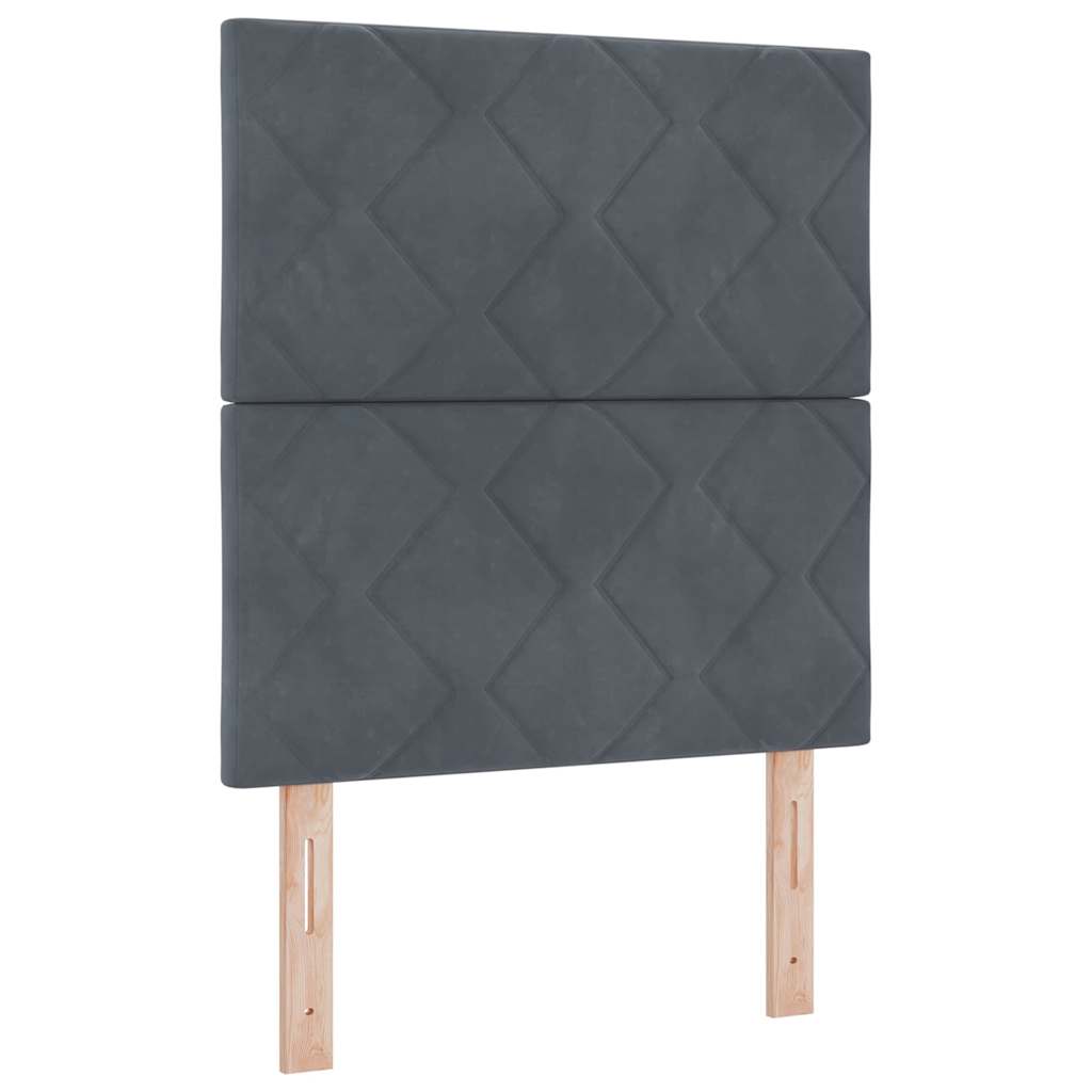 LED-päheadboard Timanttiblokkimuotoilu Tummanharmaa 80 cm Sametti