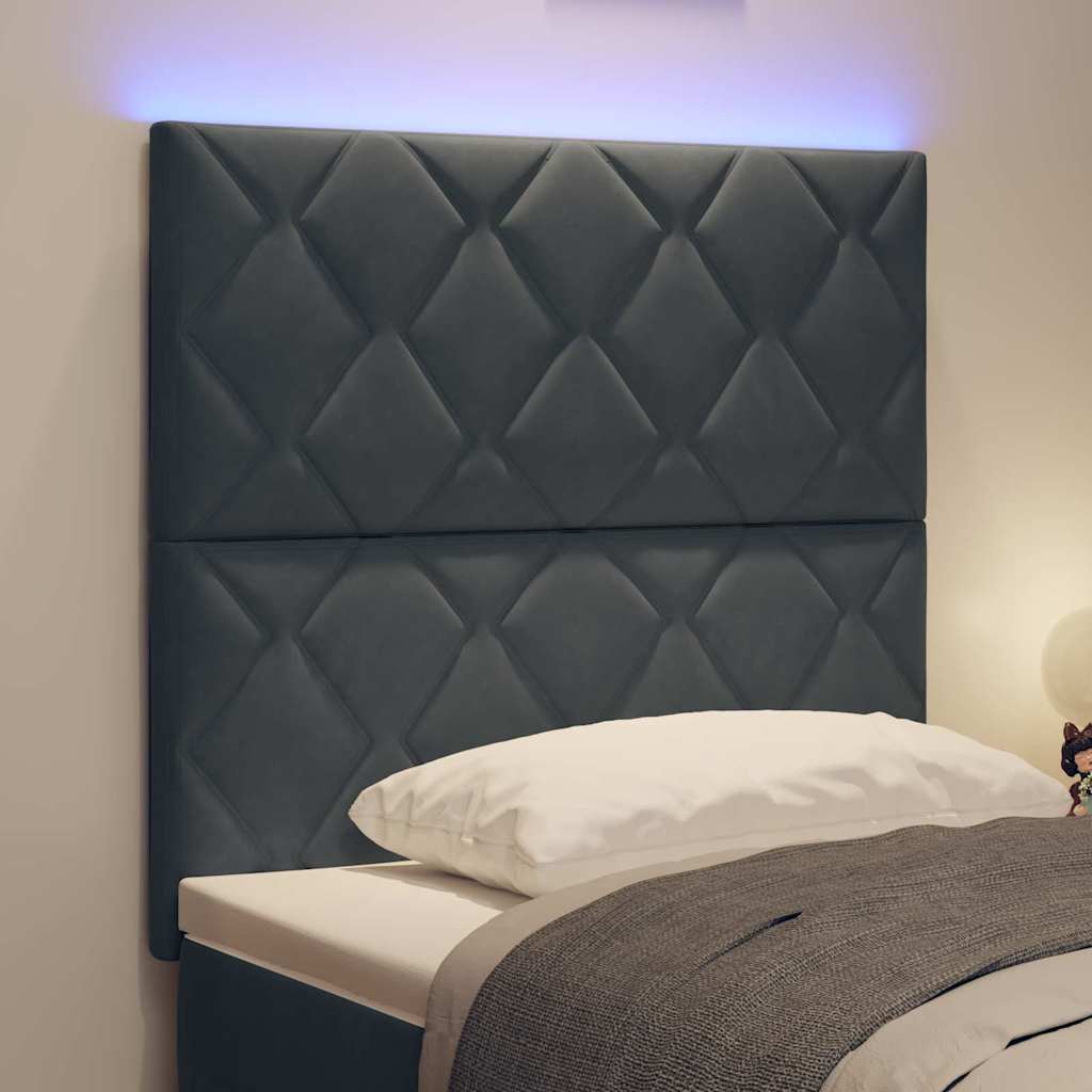 LED Headboard with LED Strip Lights Dark grey 90 cm Velvet - Image 5