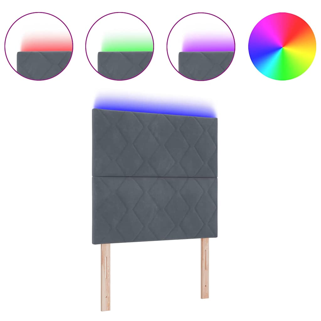 Thumbnail - vidaXL LED Kopfteil im Diamantblock-Design, dunkelgrau, 100 cm, samt