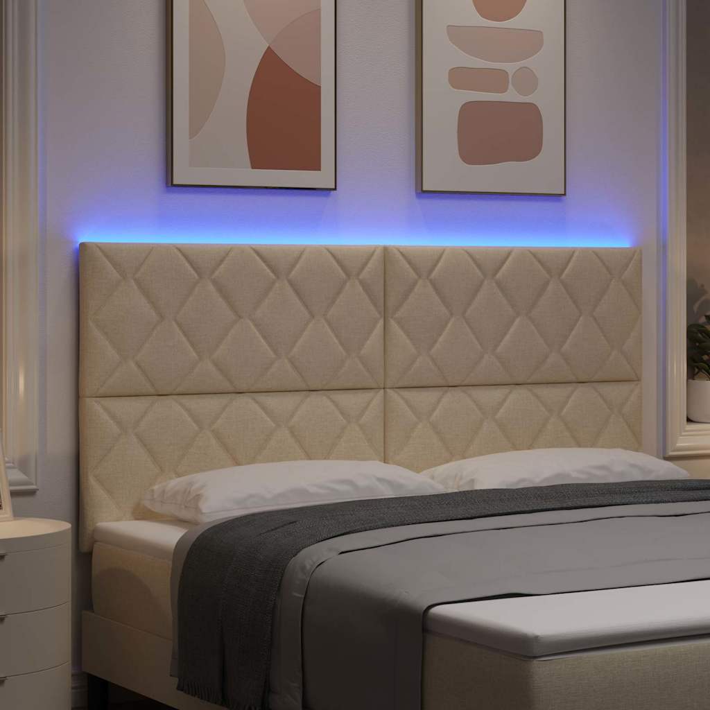 Headboard with LED Strip Lights Adjustable Cream 180 cm Fabric - Image 5