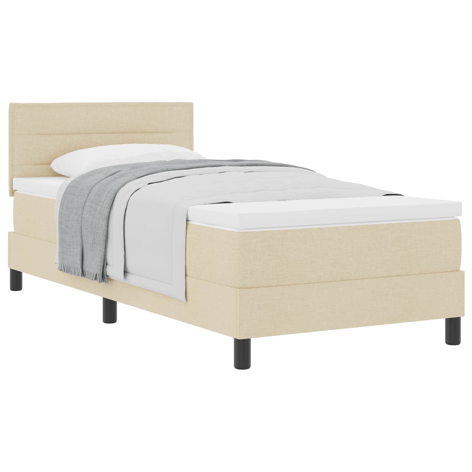 Postel s boxspringem s čelo Krémová 80 x 200 cm textil - obrázek 2