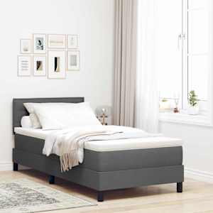 Postel s boxspringem s čelo Tmavě šedá 90 x 190 cm textil - obrázek 1