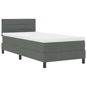 Postel s boxspringem s čelo Tmavě šedá 90 x 190 cm textil - obrázek 4