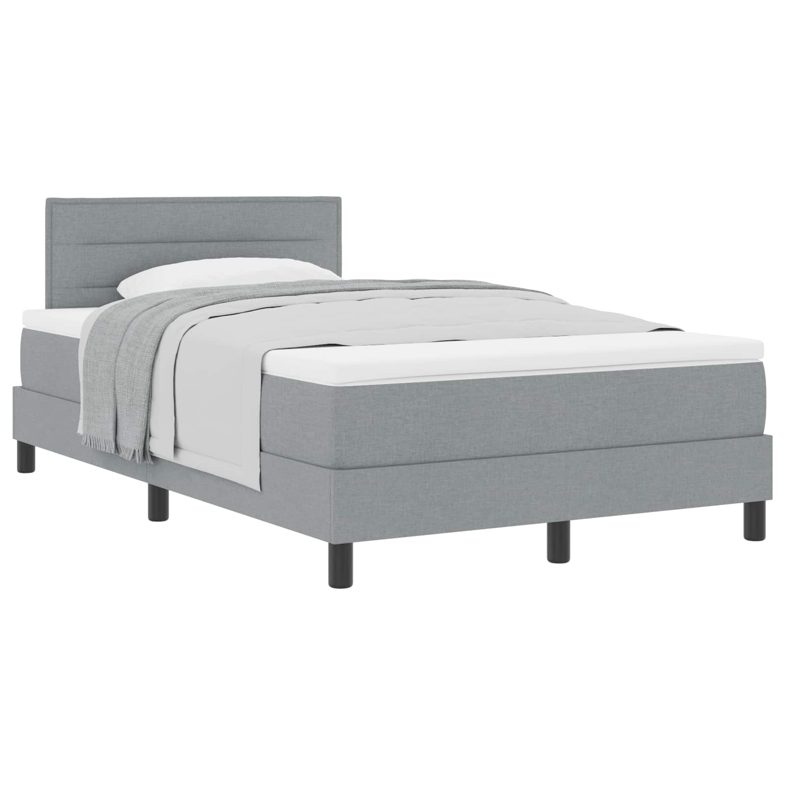 vidaXL Boxspringbed met matras Lichtgrijs 120 x 190 cm Stof, foto 3