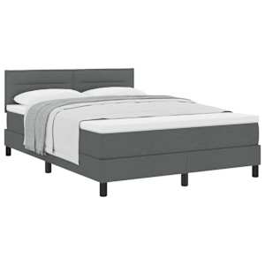 Postel s boxspringem s čelo Tmavě šedá 140 x 190 cm textil - obrázek 2