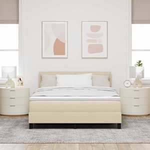 Postel s boxspringem s matrací Krémová 140 x 190 cm textil - obrázek 3