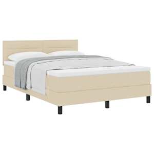 Postel s boxspringem s matrací Krémová 140 x 190 cm textil - obrázek 2