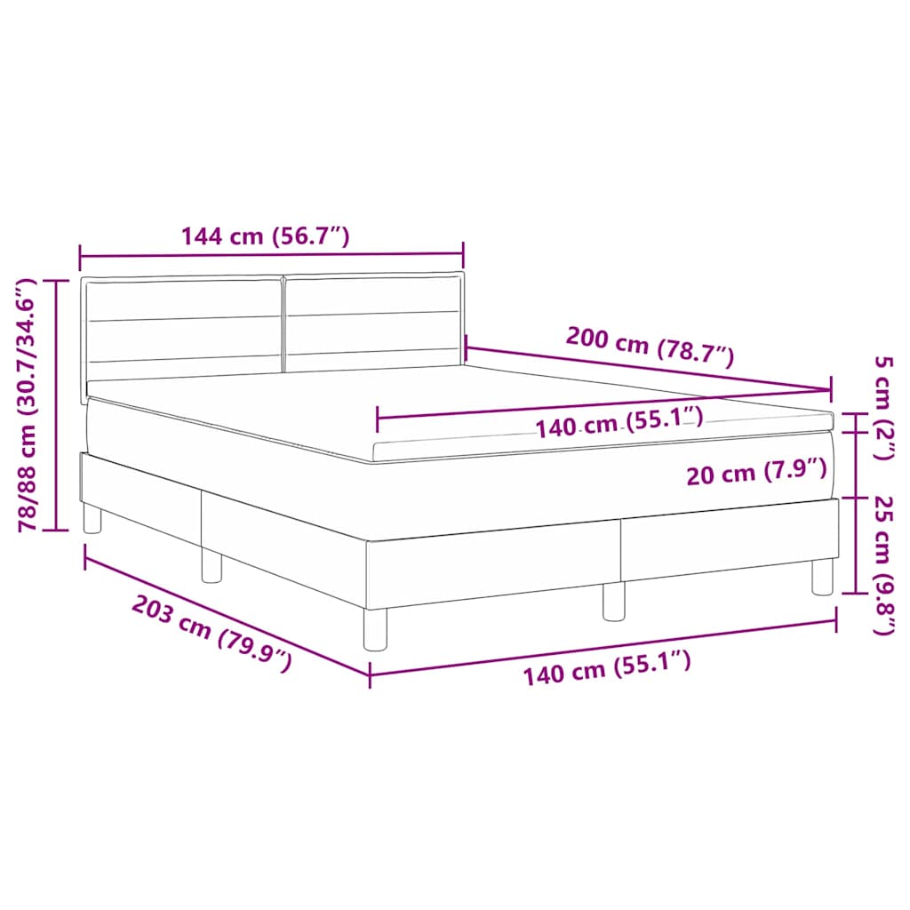 Boxspring ágy matraccal Világosszürke 140 x 200 cm szövet 