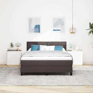 Postel s boxspringem s čelo Tmavě hnědá 160 x 200 cm textil - obrázek 3