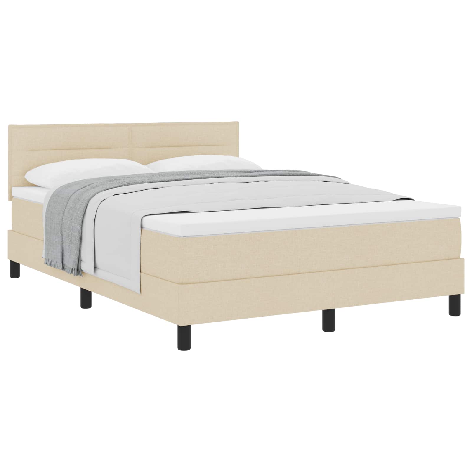 vidaXL Postel s boxspringem s čelo Krémová 160 x 200 cm textil