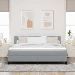Postel s boxspringem s čelo Světle šedá 180 x 200 cm textil - obrázek 3