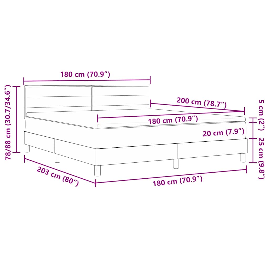 Postelja z vzmetnico z vzmetnico Svetlo siva 180 x 200 cm blago - slika 12