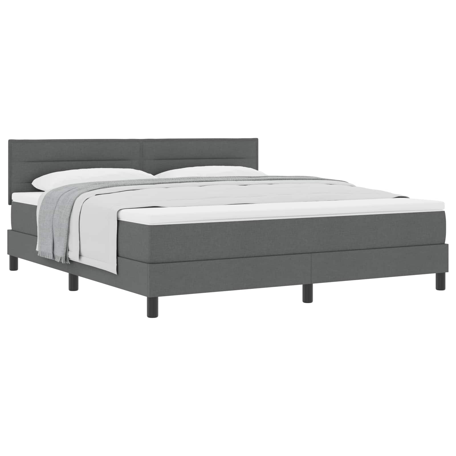 vidaXL Boxspringbed met hoofdeinde Donkergrijs 180 x 200 cm Stof grijs, foto 3